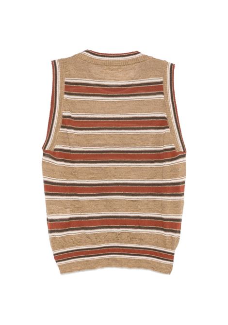 gilet a righe uomo tabacco e rosa ROBERTO COLLINA | 261FXA0701405
